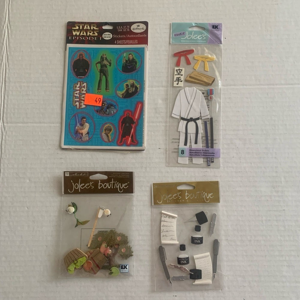 Set of 4 Jolle’s Boutique and Star Wars Scrapbook Stickers New Sealed